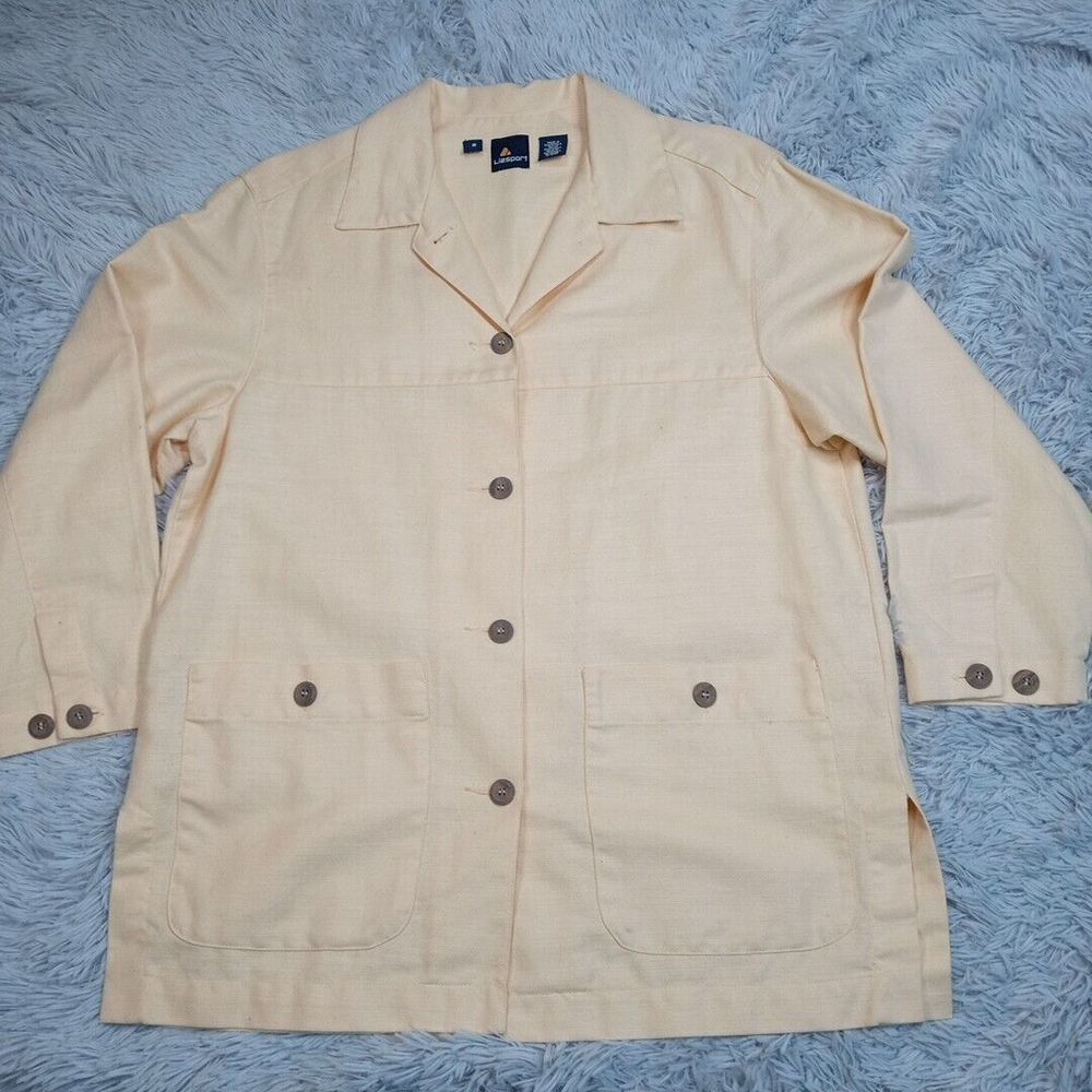 Lizsport Jacket Womens S Yellow Linen Button Up Lightweight‎ Pockets Comfort